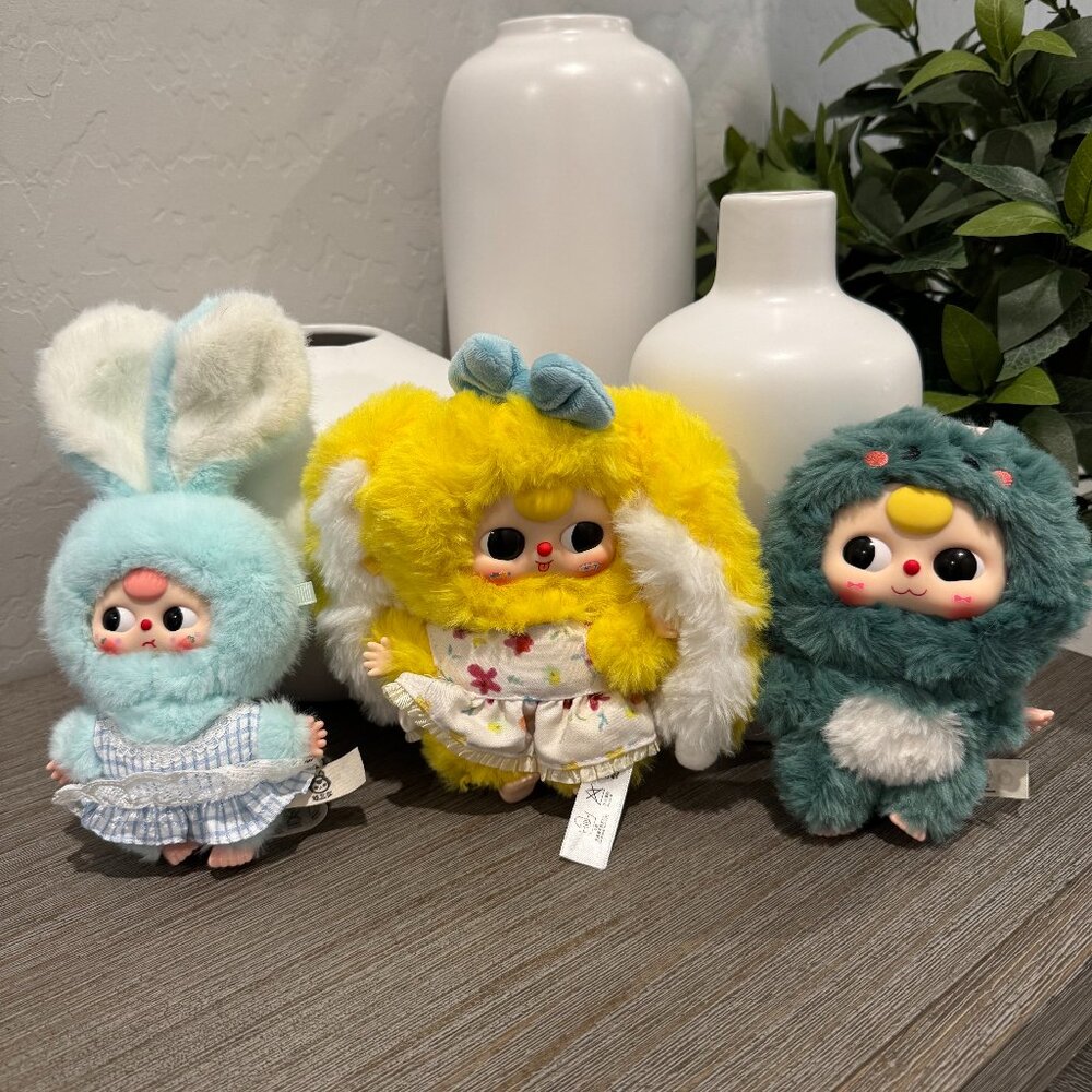 Lot of 3 Baby Three Pendants (2 Bunnies and Dinosaur)